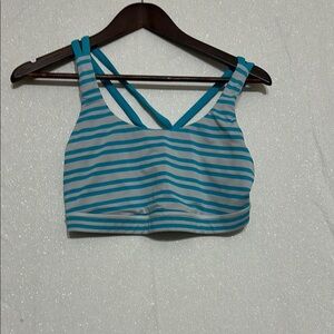 Lululemon Blue and Gray Striped Sports Bra. Size 12.